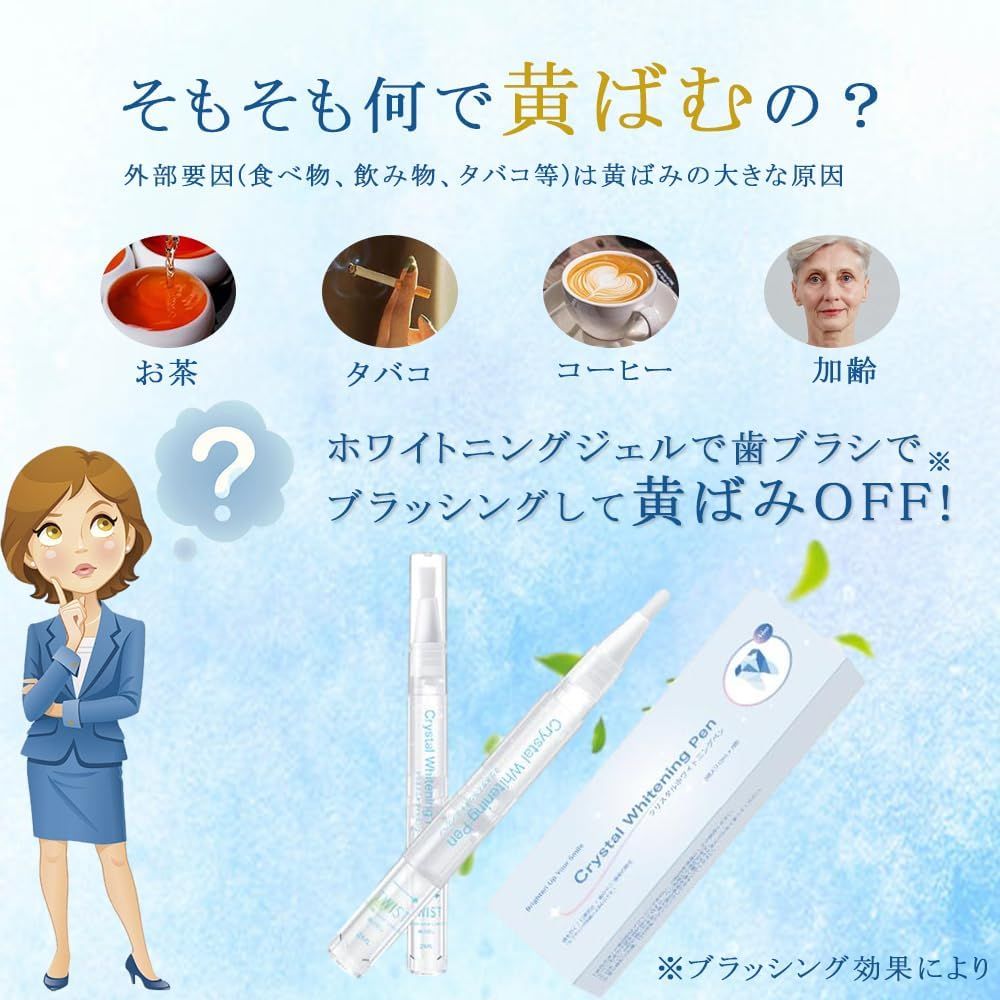 黄ばみの原因:お茶・タバコ・コーヒー・加齢。【原理図】 黄ばみの原因:お茶・タバコ・コーヒー・加齢。【原理図】
