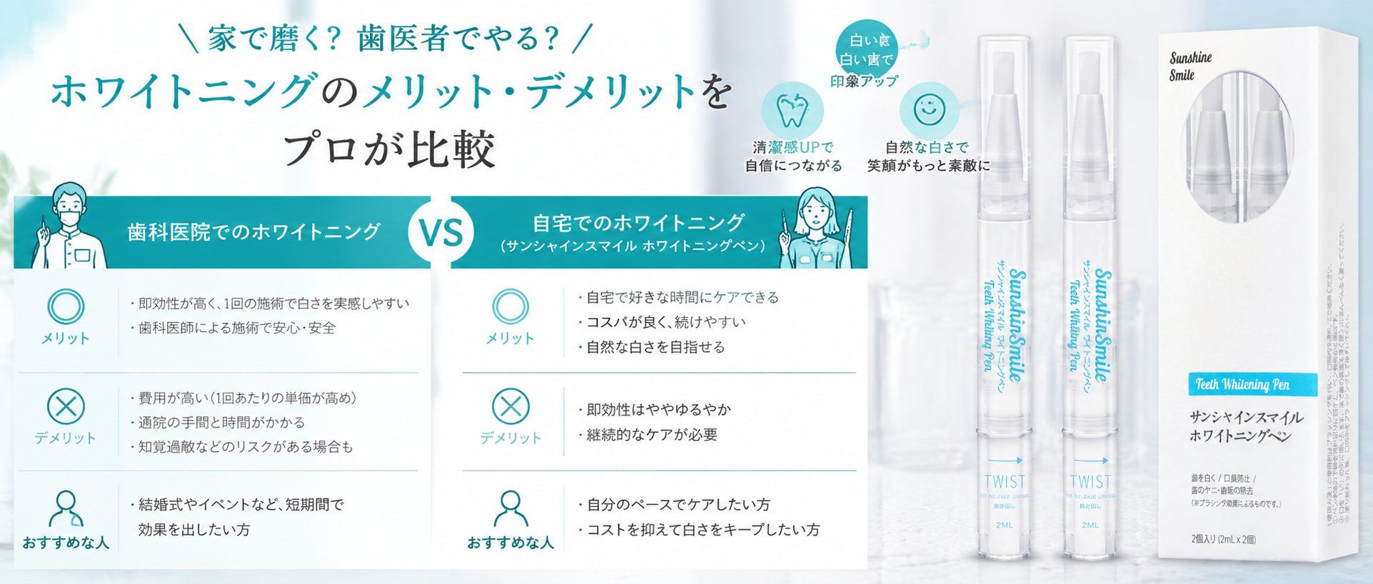 自宅ホワイトニングと歯科医院、結局どっちが正解？コスパ・効果・リスクを徹底比較