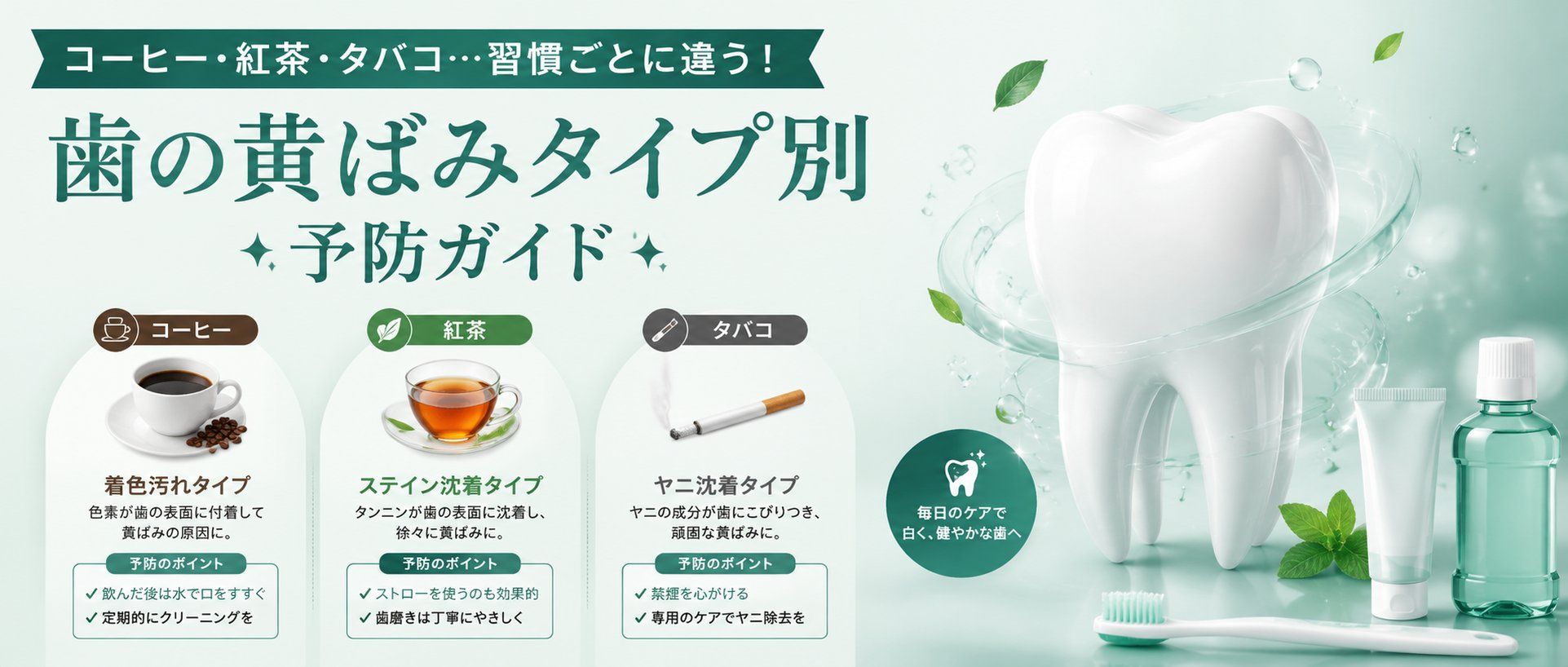 毎日の何気ない習慣が原因かも？飲み物・食べ物・生活習慣による歯の着色メカニズム
